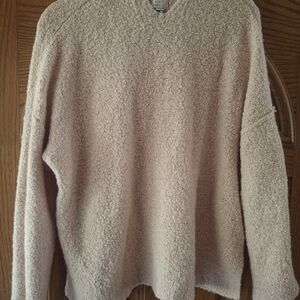 a new day Women's Cream Hooded V-Neck Sweater